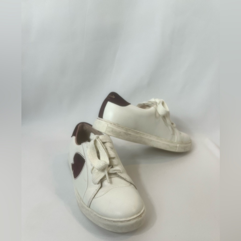 Kate Spade NY Fez Tennis Shoes Sneakers White burgundy Leather Women Sz 6B